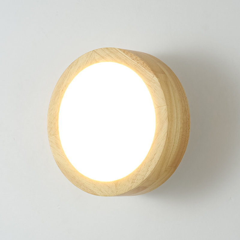 Adalat 1- Light Round LED Dimmable Wall Sconce, Walnut