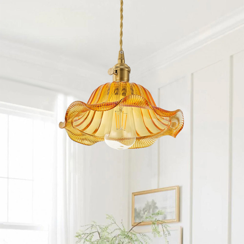 1-Copper colored iron glass dimmable pendant light