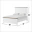 Lit double moderne en bois de pin de style campagnard moderne avec panneaux encastrés pour un décor de chambre à coucher élégant