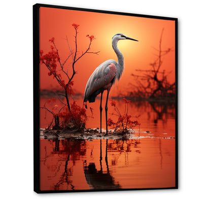 Flamant blanc élégant sur toile