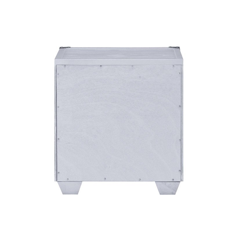 Sleek Gray Nightstand For Bedroom With Bearing Drawer Storage In Double Pull Compartment