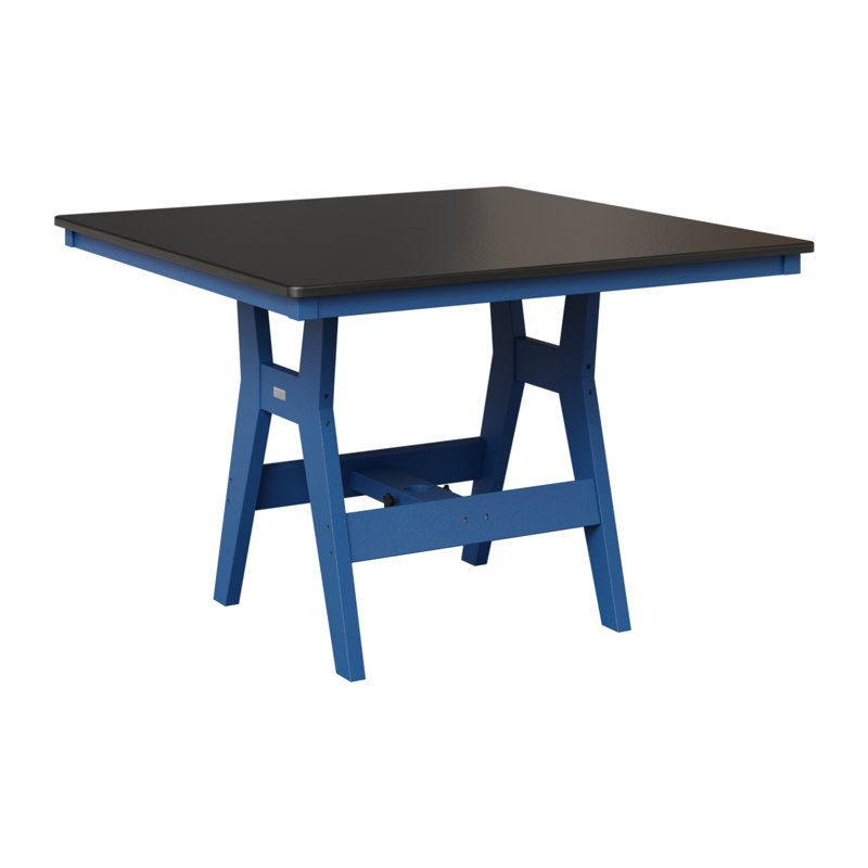 Table de bar berlinoise Berlin Harbor, Bleu pacifique, Noir martelé, H 38,87 po x l 44 po x P 44 po