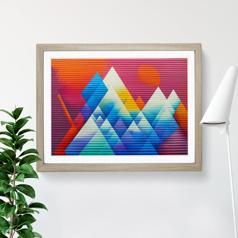 Geometric Graffiti Art Abstract - Single Picture Frame Print, 25cm H x 34cm W x 2cm D, Oak Framed