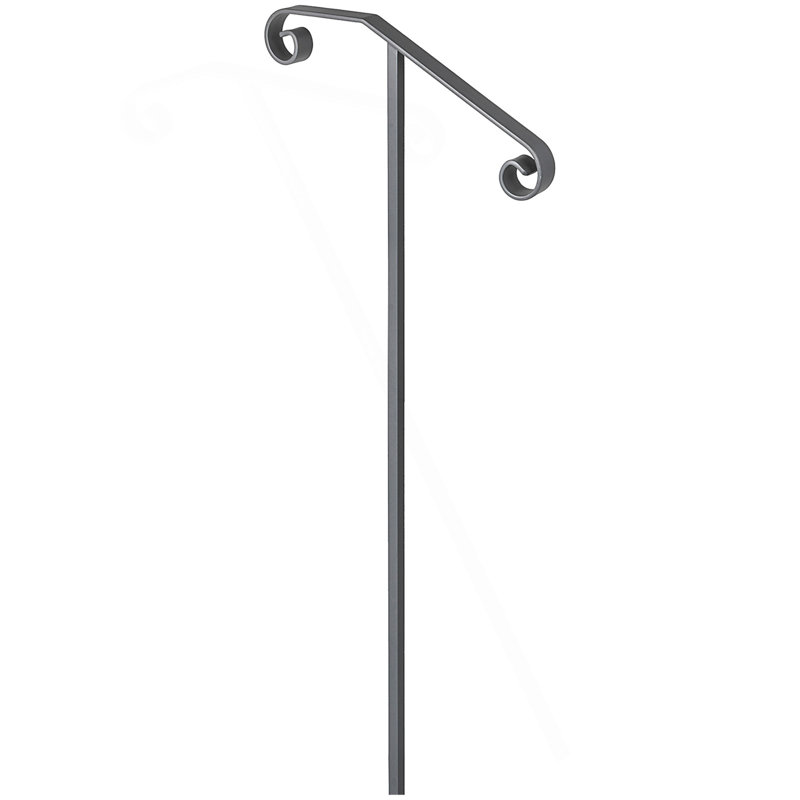 Support à marchepied simple en fer forgé à poteau simple pour poteaux longs à fixation sur poteau à 1 ou 2 marches (gris)