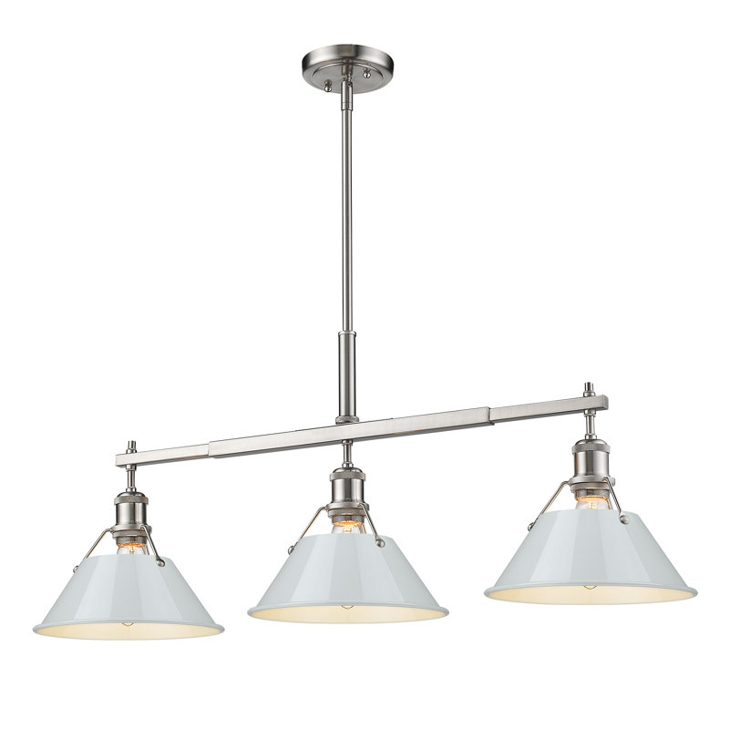 Weatherford 3 - Light Kitchen Island Pendant, Pewter, Dusky Blue