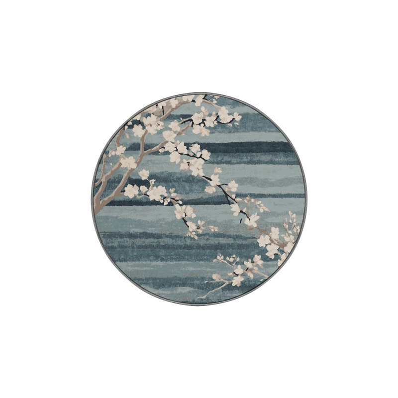 Tapis gris soyeux et moelleux, Rond 3 pi