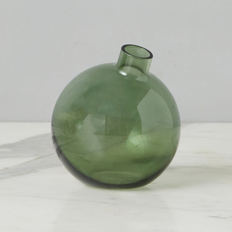 Glass Sphere Bud Vase, Spruce Green
