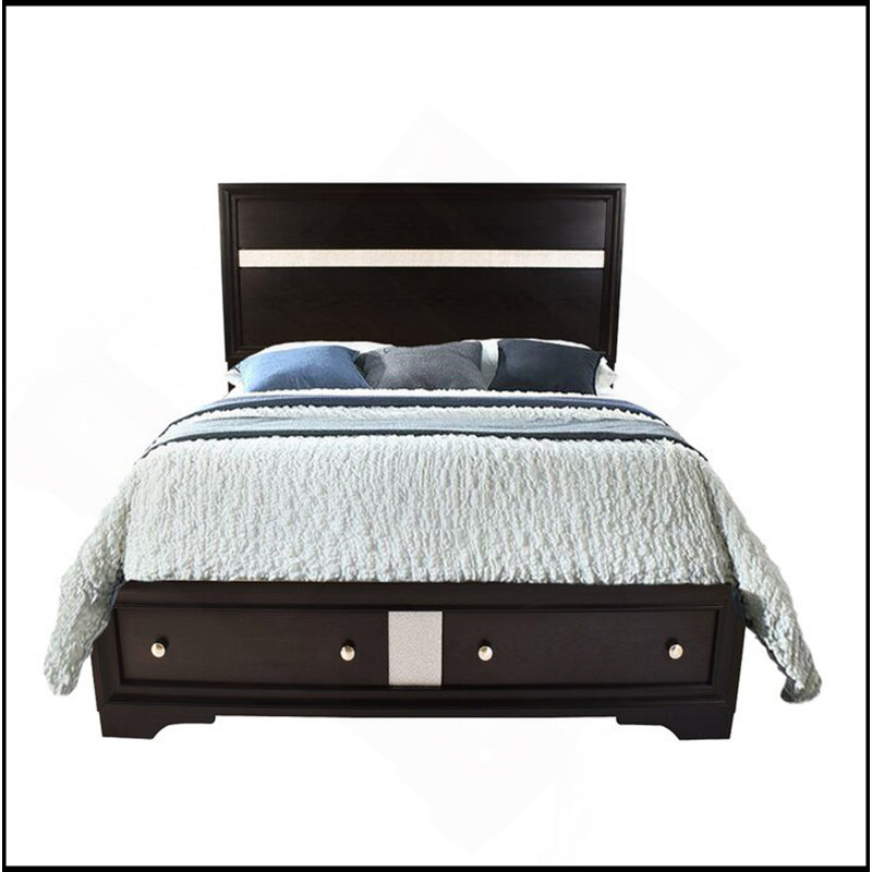 Lit standard avec rangement Minya, Grand, Noir