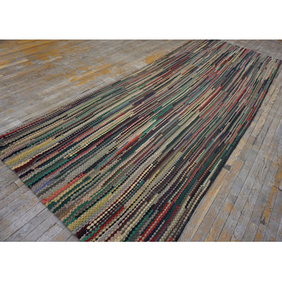 Allover Geometric 1930s Antique Hand Knotted Pile Multicolor Jewel Tones Wool American Usa Rug
