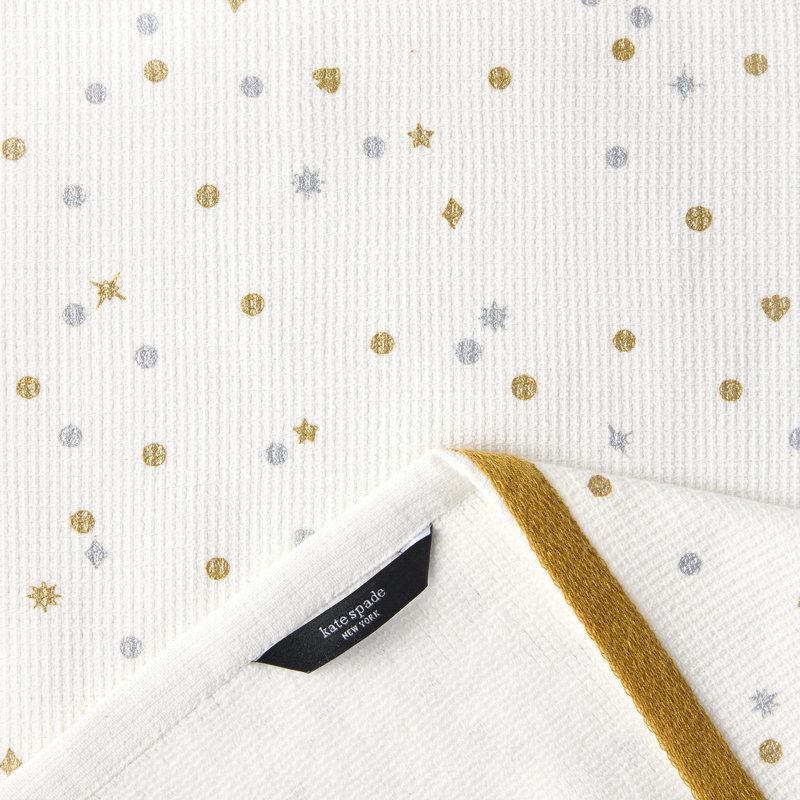 Kate Spade New York Celebration Confetti Dot Kitchen Towel Set, Ivory/Gold/Silver, 17"x28"