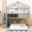 Lit superposé simple au dessus d'un lit double avec escalier et garde-corps Sisemore Kids-1381370431