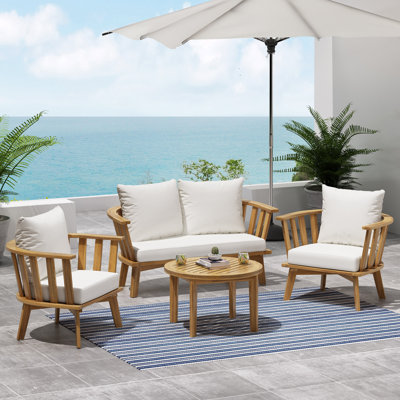 Ensemble de conversation à assise multiple avec coussins 4 pièces