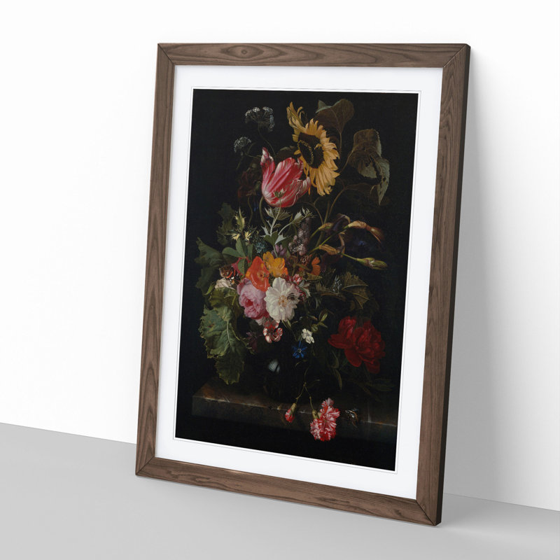 Still Life with Flowers Vol.5 by Maria Van Oosterwijk - Picture Frame Painting, 48cm H x 36cm W x 2cm D, Walnut