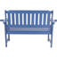 Banc bleu foncé résistant aux intempéries, avec assise large et dossier ventilé, pour parcs extérieurs, structure stable et ergonomique, idéal pour les cours familiales.