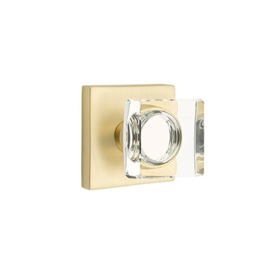 Ensemble de faux boutons Emtek avec rosette carrée et poignée carrée moderne en verre