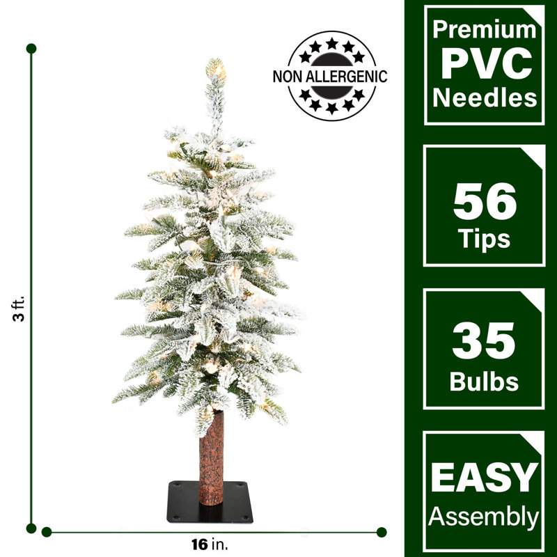 Arbre de Noël enneigé 3 pi avec 35 lumières DEL