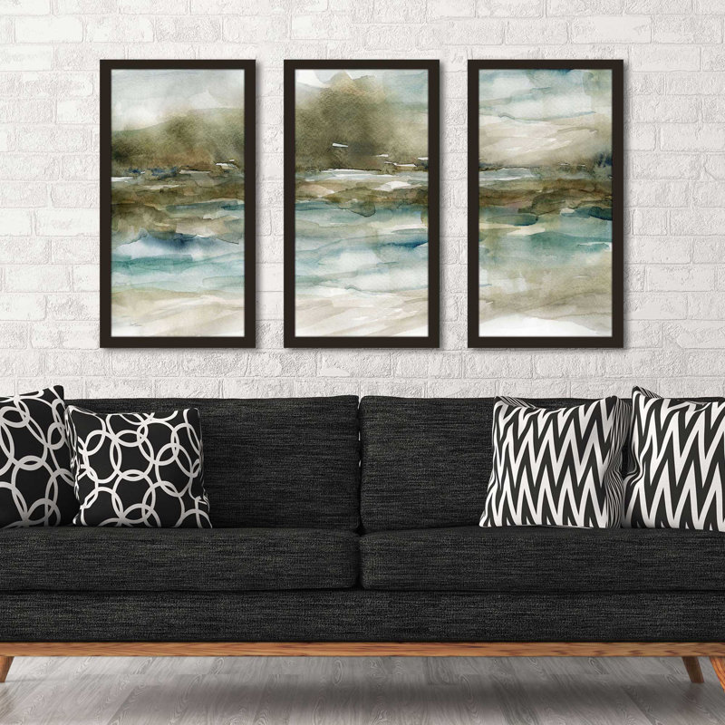 Isobe Riverbank par Carol Robinson - reproduction de cadre photo unique de 3 pièces, H 25,5 po x l 40,5 po x P 1 po