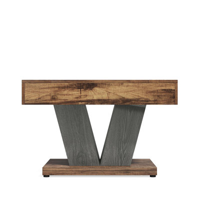 31.5” Square Coffee Table – Modern Rustic Wood Center Table For Living Room With Crisscross Base, Industrial Cocktail Accent Table, Rustic Brown & Black