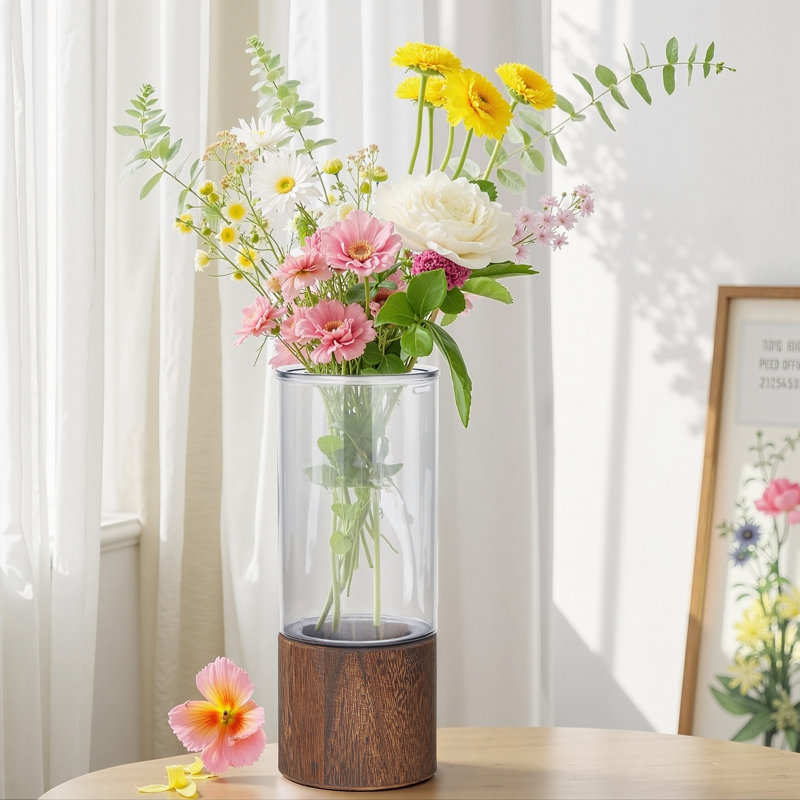 Vase rond en verre pour fleurs