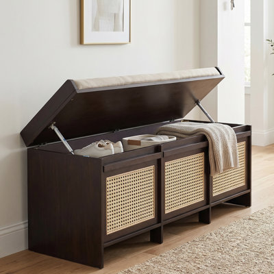 Banc de rangement pour chaussures de 48 po de large avec banc d'entrée et coussin à 3 tiroirs