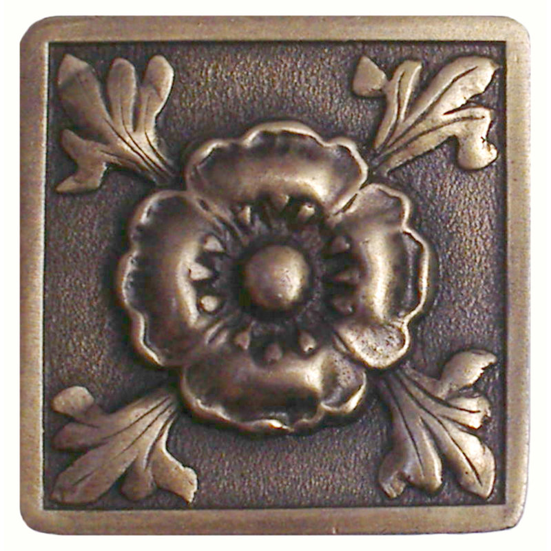 English Garden Square Knob, Antique Brass
