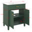 Meuble-lavabo de 30 pouces avec lavabo en céramique, meuble-lavabo autoportant, tablettes de rangement réglables et portes à fermeture douce-77326513