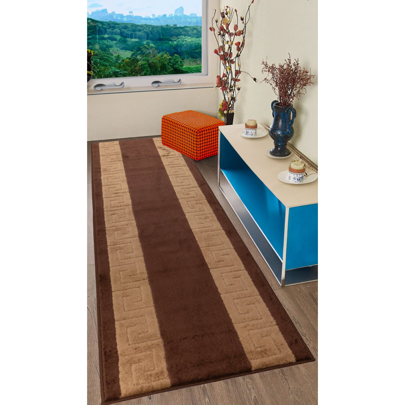 Tapis de couloir brun anti-dérapant sur mesure, Rectangle 2 pi 2 po x 4 pi