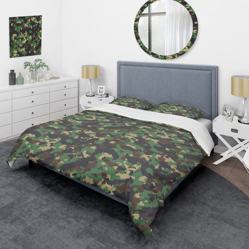 Green Desert camouflage - Ensemble de housse de couette abstrait - Microfibre de polyester