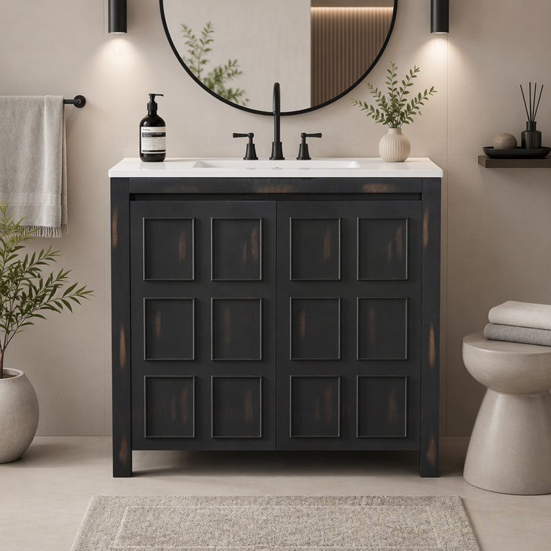 Organisateur de meuble-lavabo avec lavabo en céramique