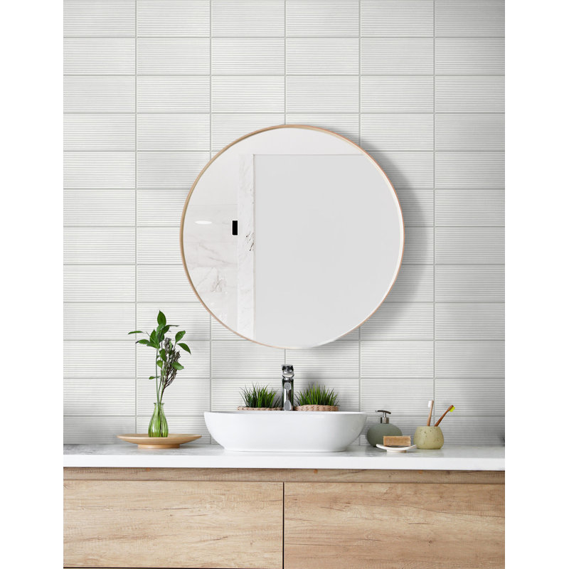 Luxe Haven Rib Tile 18' L x 20.5" W Peel and Stick Wallpaper Roll, Morning Fog
