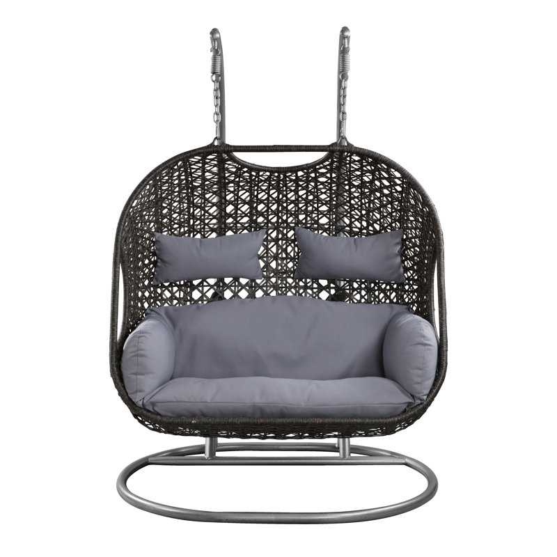 Chaise suspendue d'extérieur avec support en tissu et osier Dakarai