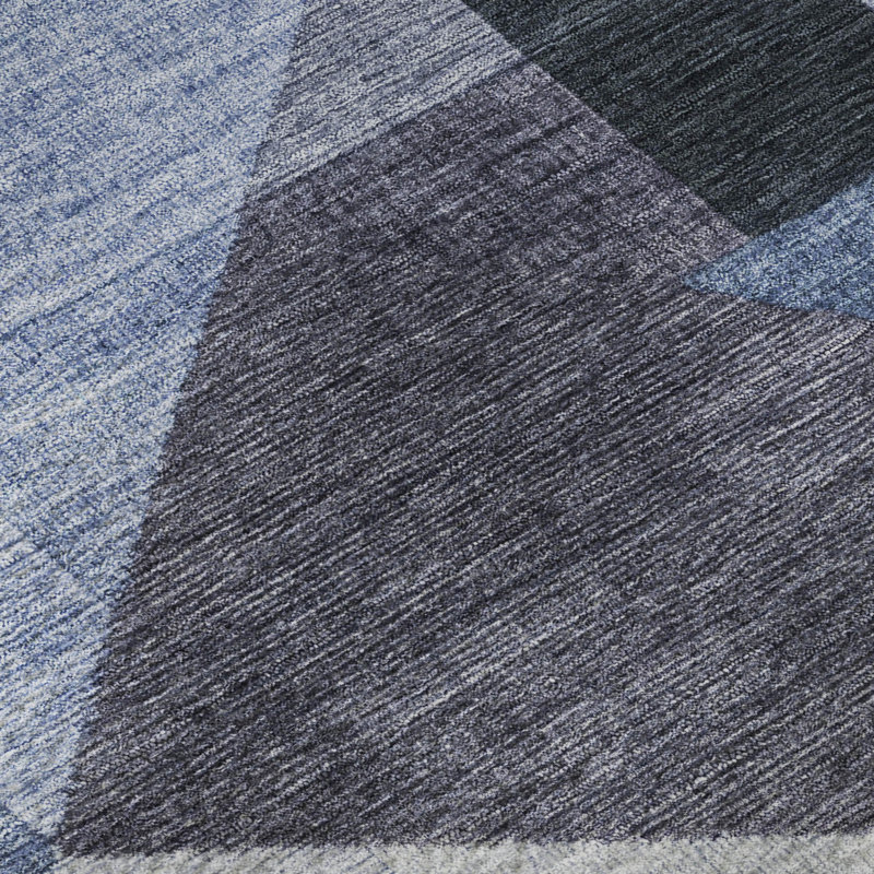 Tapis géométrique Premium lavable à la machine AMF2366 Mayfield, Bleu, 10 pi x 14 pi
