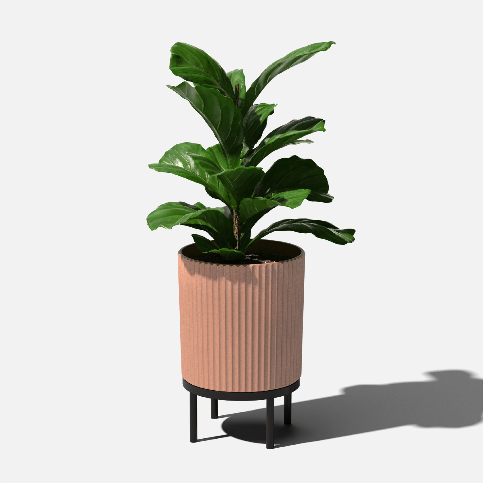 Demi Series Planter with Stand, 1, 22" H x 14.75" W x 14.75" D, Terracotta/Black