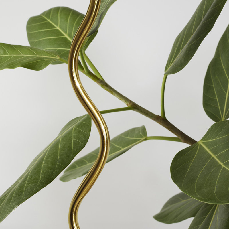 Squiggle 62" Modern LED Floor Lamp with Wavy Gold Metal Base and Ivory Empire Shade, Bulb Included, Gold