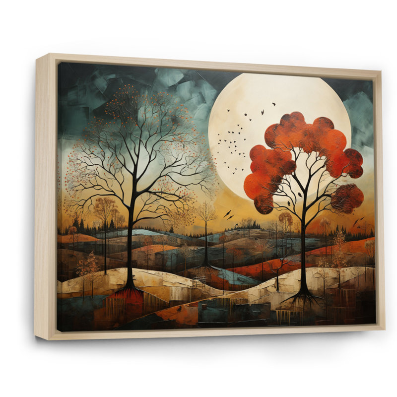 «Orange Teal Native American Essence I», reproduction d'art sur toile, H 12 po x l 20 po x P 1 po, Cadre naturel flottant