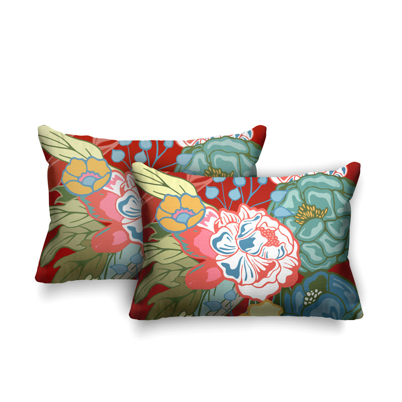 Coussin intérieur / extérieur Nouvel Floral, Rouge