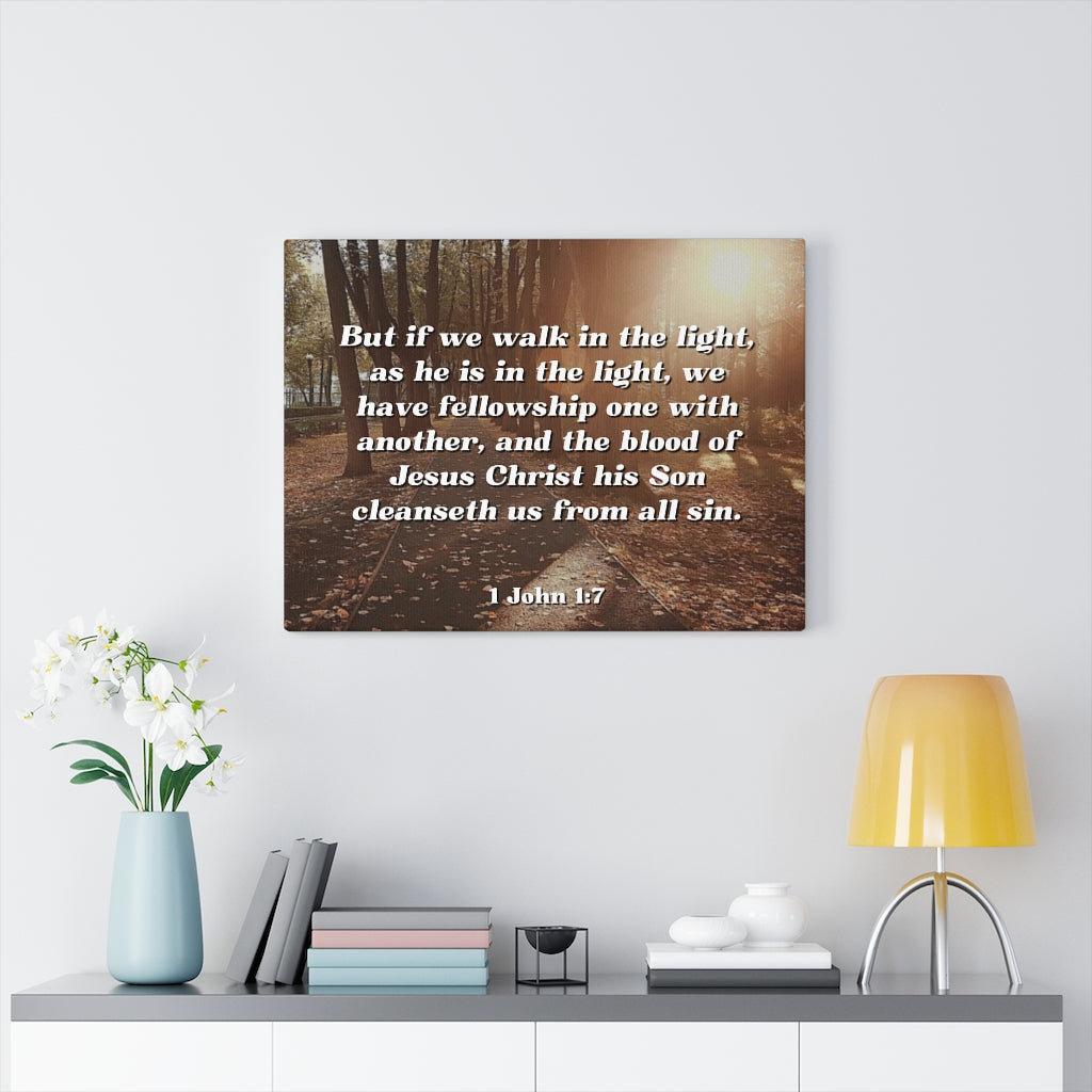 Cleanseth Us 1 John 1:7 - Wrapped Canvas Typography
