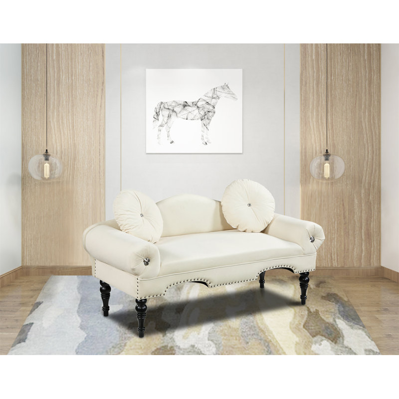 Causeuse 54 po, Velours beige