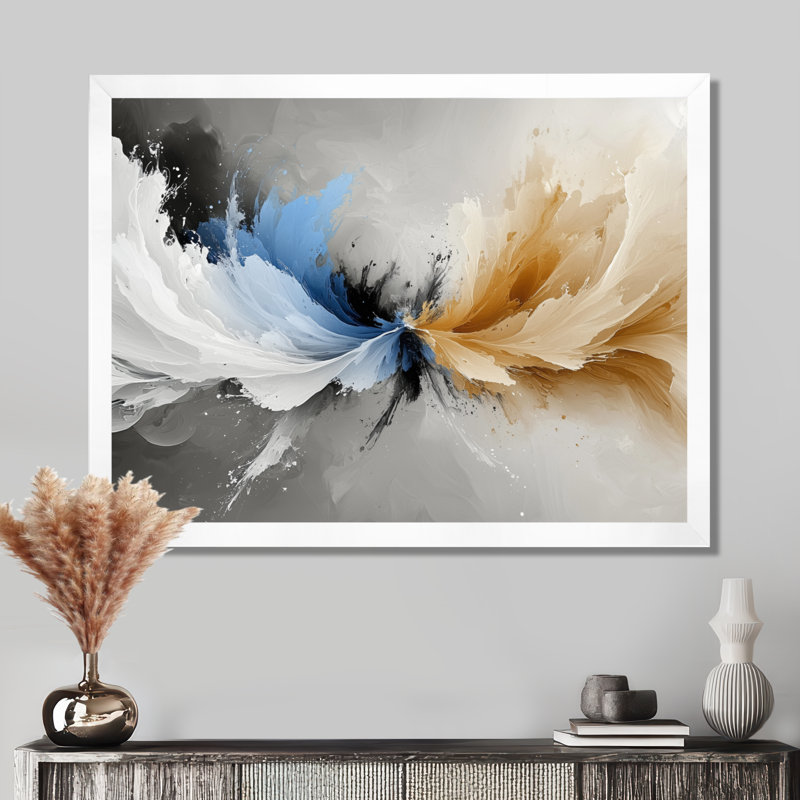 Ensemble d'art julia «Journey of Fractal Ink I», H 30 po x l 40 po, Cadre simple, Blanc