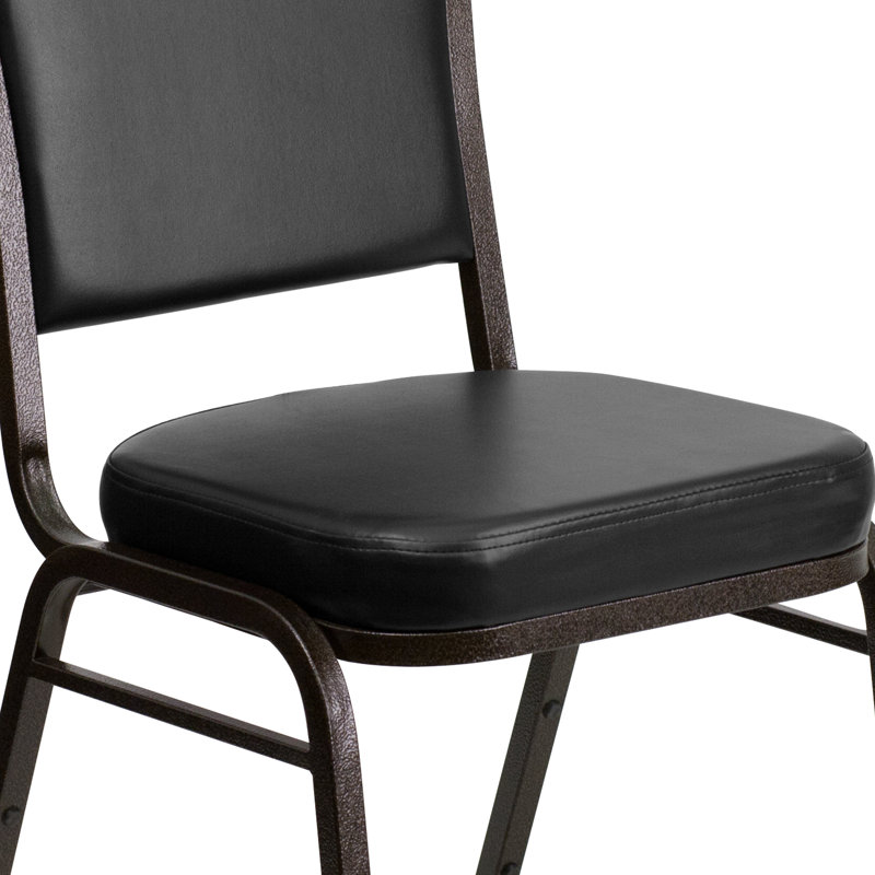 Chaise de banquet empilable Oliverson, Encadrement doré, Vinyle noir, 4