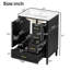 Meuble-lavabo moderne de 24 po avec lavabo en céramique, porte à fermeture douce, 3 tiroirs, poignées dorées et support de porte pour un rangement peu encombrant-126232806