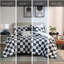 L'édredon double / grand moderne à carreaux comprend 2 taies décoratives, des oreillers, un tissu lavable, des taies et oreillers de literie compressés inclus, un motif en microfibre noir et blanc