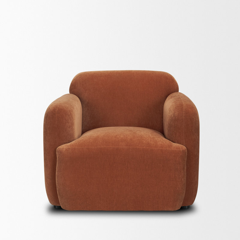 Chaise rembourrée en tissu brun Saga, Orange