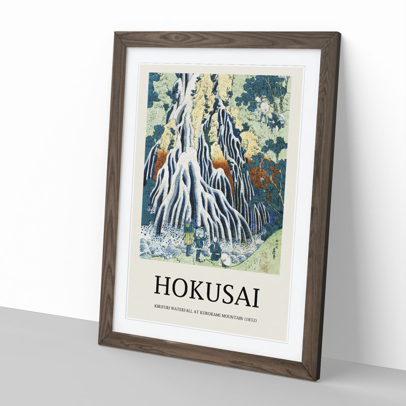 Shimotsuke Kurokami Yama Kurifuri No Taki by Katsushika Hokusai - Picture Frame Painting, Walnut, 36cm H x 27cm W x 2cm D