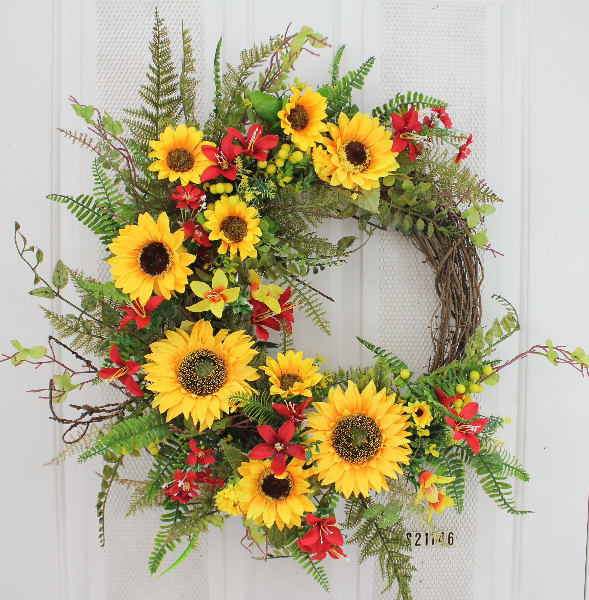 Primrue Handcrafted Faux Sunflower Foam 24'' Wreath | Wayfair