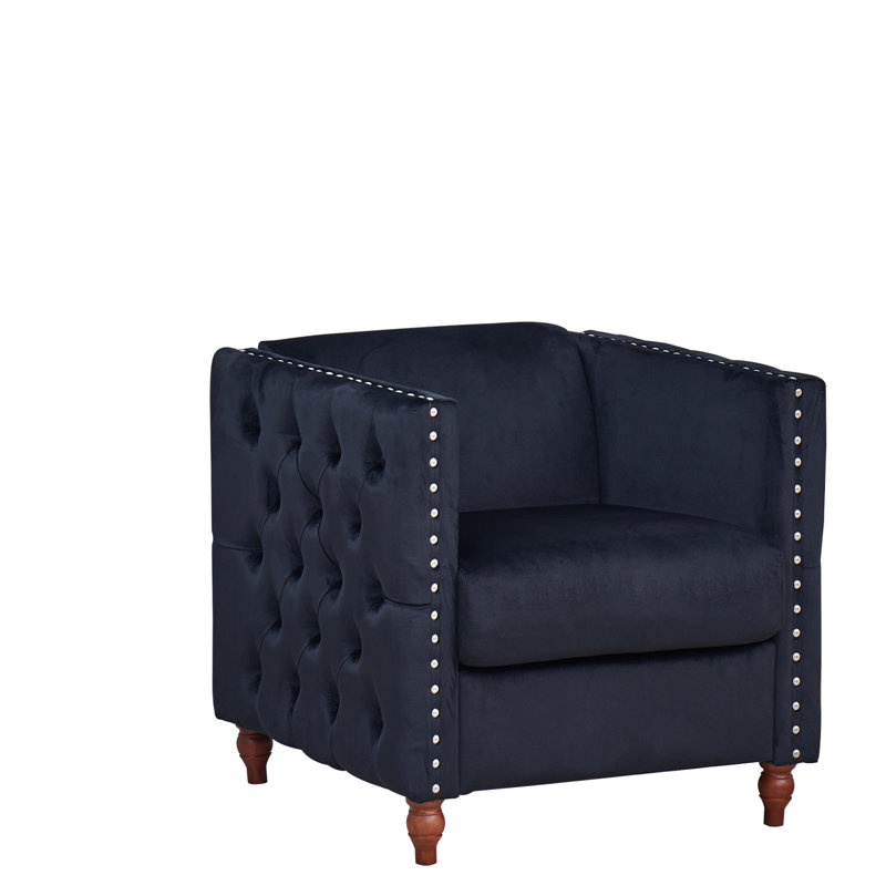 Chaise avec accoudoirs en velours 28,3 po, Velours noir