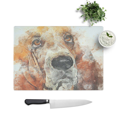 Tempered Glass Basset Hound Chopping Board