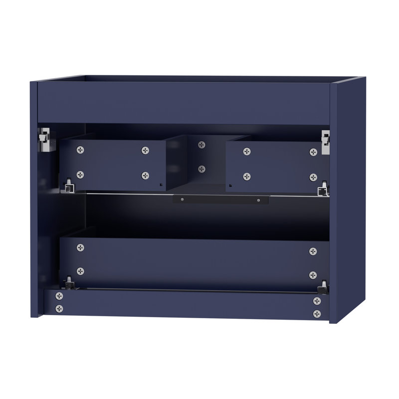 Base de meuble-lavabo simple 24 po, 2 tiroirs à fermeture en douceur, quincaillerie en alliage de zinc, Bleu
