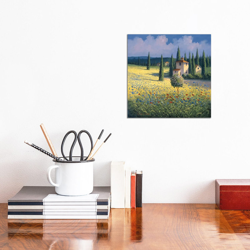 Tuscan Poppies I by David Short - Wrapped Canvas Print, 30.48 cm H x 30.48 cm W