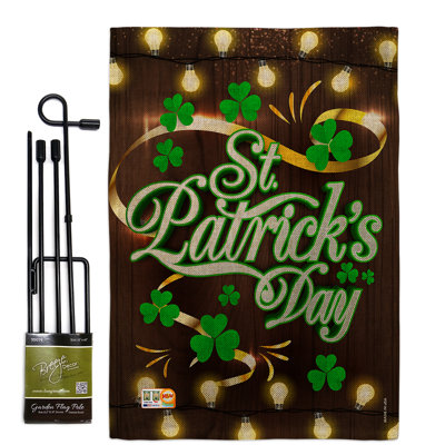 "st patrick" , impression en polyester de 2 côtés 18,5 x 13 po ensemble de drapeau